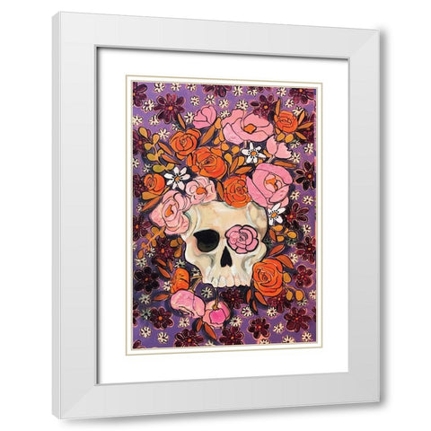 Sugar Skulls in Purple White Modern Wood Framed Art Print with Double Matting by Rupp, Mariah