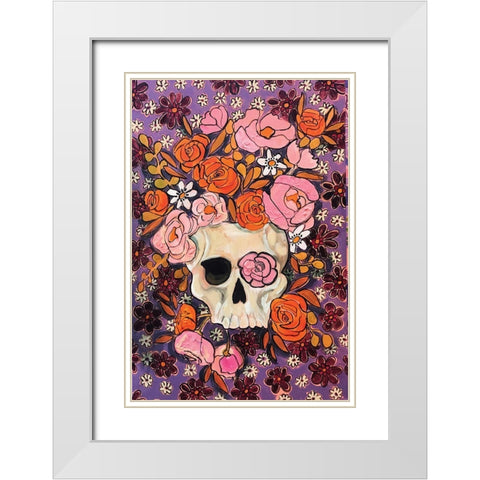Sugar Skulls in Purple White Modern Wood Framed Art Print with Double Matting by Rupp, Mariah