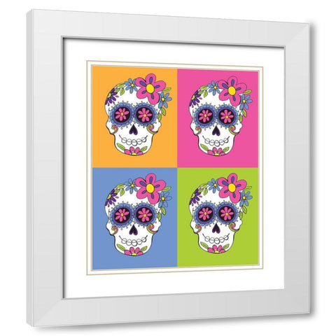 Sugar Skulls White Modern Wood Framed Art Print with Double Matting by Rupp, Mariah