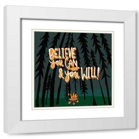 Campfire White Modern Wood Framed Art Print with Double Matting by Rupp, Mariah