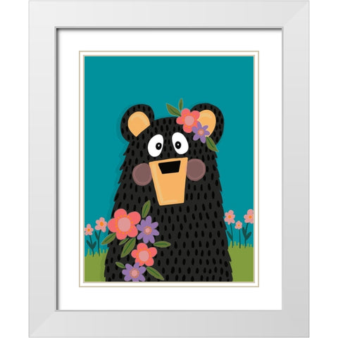 Girl Bear White Modern Wood Framed Art Print with Double Matting by Rupp, Mariah