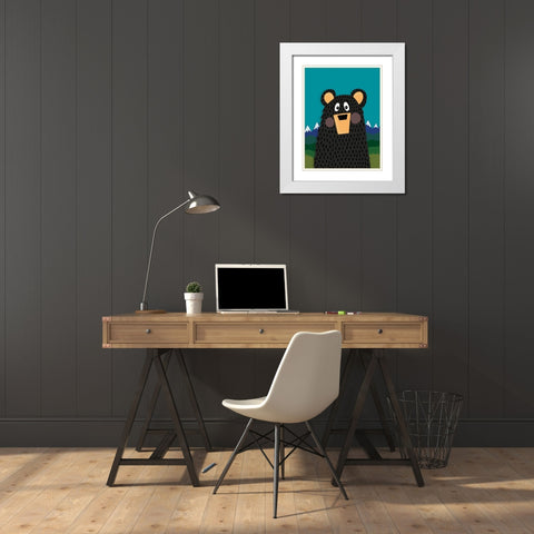 Boy Bear White Modern Wood Framed Art Print with Double Matting by Rupp, Mariah