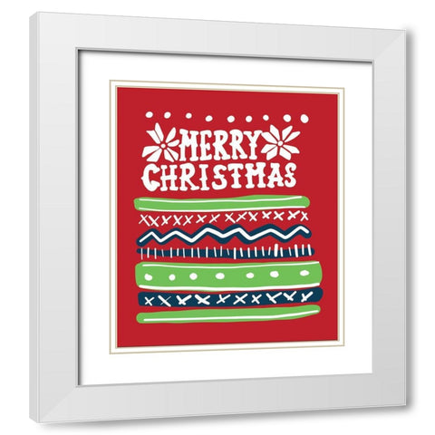 Merry Christmas Sweater White Modern Wood Framed Art Print with Double Matting by Rupp, Mariah