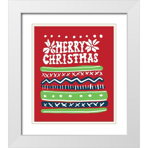 Merry Christmas Sweater White Modern Wood Framed Art Print with Double Matting by Rupp, Mariah