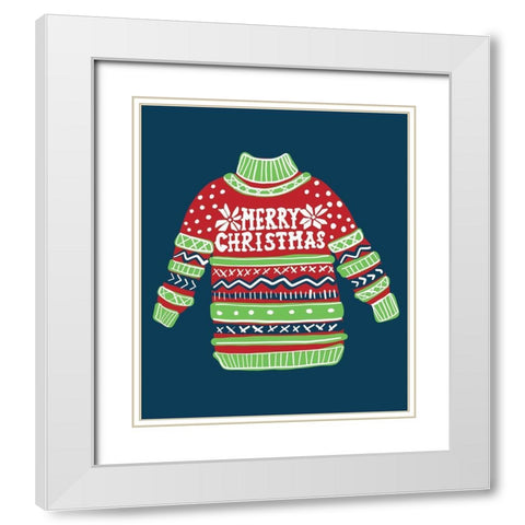 Merry Christmas Sweater II White Modern Wood Framed Art Print with Double Matting by Rupp, Mariah