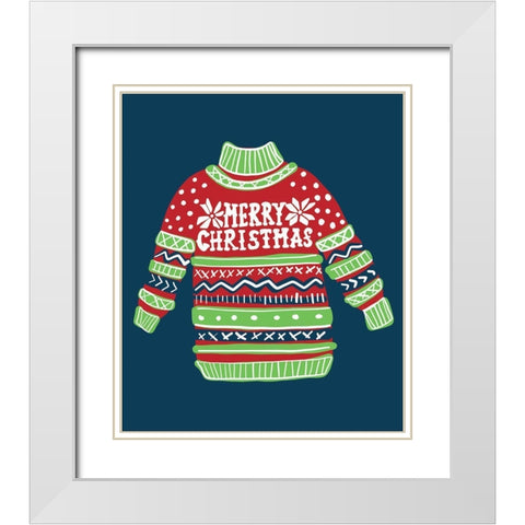 Merry Christmas Sweater II White Modern Wood Framed Art Print with Double Matting by Rupp, Mariah