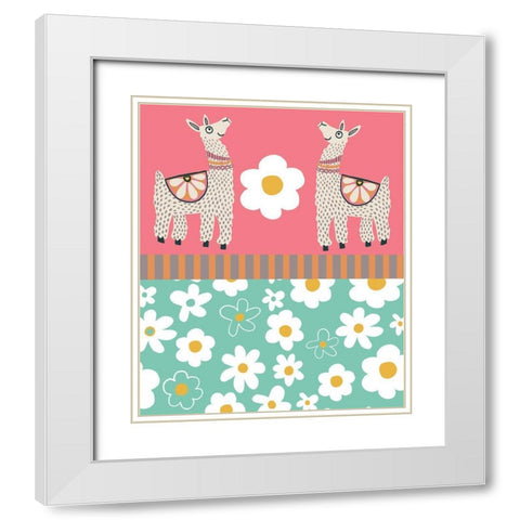 Llamas White Modern Wood Framed Art Print with Double Matting by Rupp, Mariah