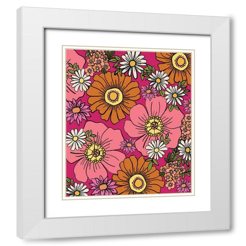Pink and Orange White Modern Wood Framed Art Print with Double Matting by Rupp, Mariah