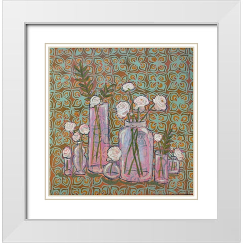 Ranunculus White Modern Wood Framed Art Print with Double Matting by Rupp, Mariah