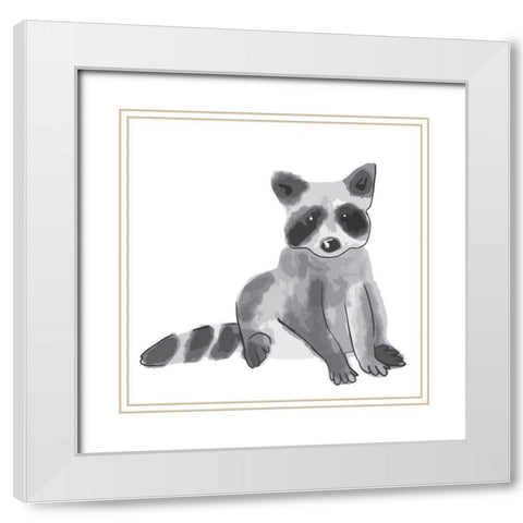 Raccoon White Modern Wood Framed Art Print with Double Matting by Rupp, Mariah