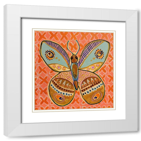 Boho Butterfly IV White Modern Wood Framed Art Print with Double Matting by Rupp, Mariah