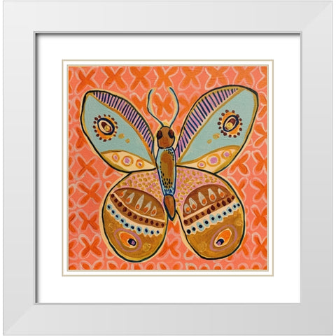Boho Butterfly IV White Modern Wood Framed Art Print with Double Matting by Rupp, Mariah