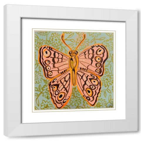 Boho Butterfly V White Modern Wood Framed Art Print with Double Matting by Rupp, Mariah
