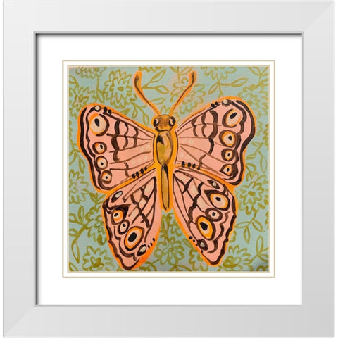 Boho Butterfly V White Modern Wood Framed Art Print with Double Matting by Rupp, Mariah