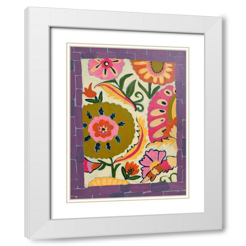 Purple Floral White Modern Wood Framed Art Print with Double Matting by Rupp, Mariah