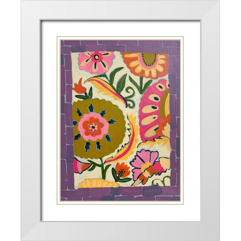 Purple Floral White Modern Wood Framed Art Print with Double Matting by Rupp, Mariah