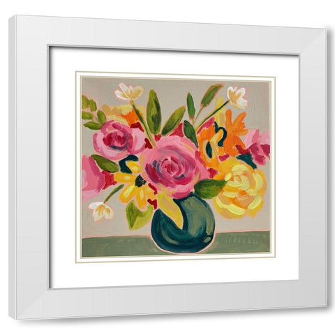 Springtime Bunch White Modern Wood Framed Art Print with Double Matting by Rupp, Mariah