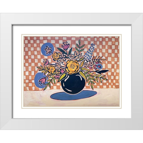 Violets White Modern Wood Framed Art Print with Double Matting by Rupp, Mariah