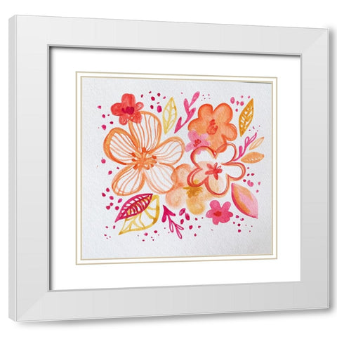 Pink and Perky White Modern Wood Framed Art Print with Double Matting by Rupp, Mariah