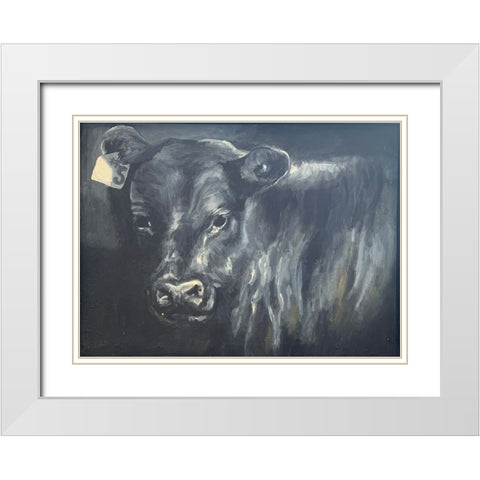 Cow White Modern Wood Framed Art Print with Double Matting by Rupp, Mariah