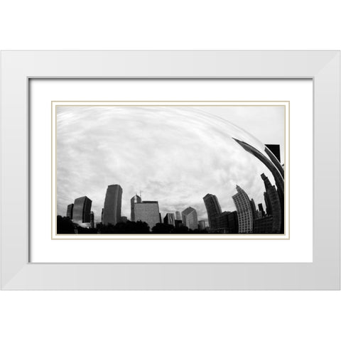 City Reflection White Modern Wood Framed Art Print with Double Matting by Singleton, Ashley