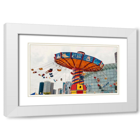 Swings White Modern Wood Framed Art Print with Double Matting by Singleton, Ashley