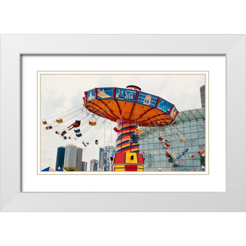 Swings White Modern Wood Framed Art Print with Double Matting by Singleton, Ashley