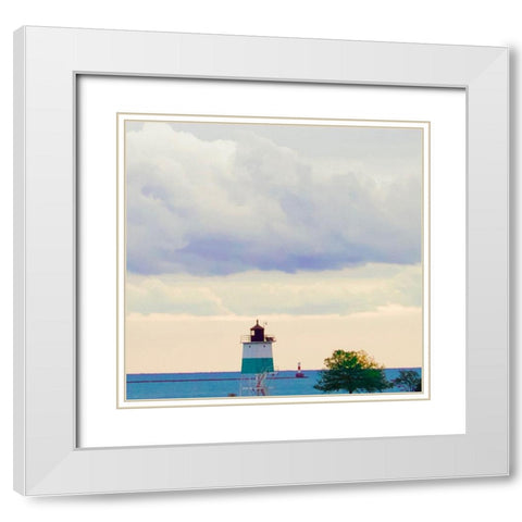 Lighthouse White Modern Wood Framed Art Print with Double Matting by Singleton, Ashley