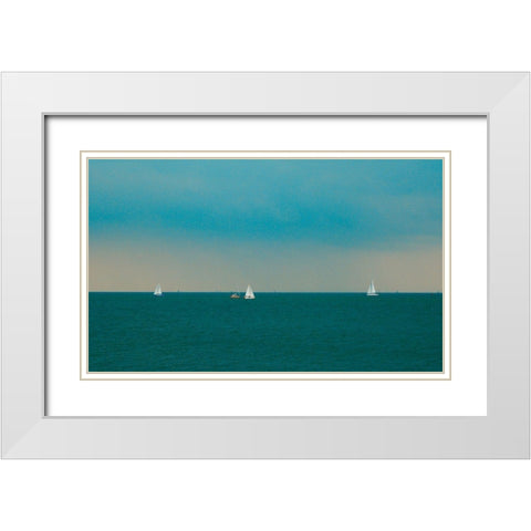 Horizon Line White Modern Wood Framed Art Print with Double Matting by Singleton, Ashley