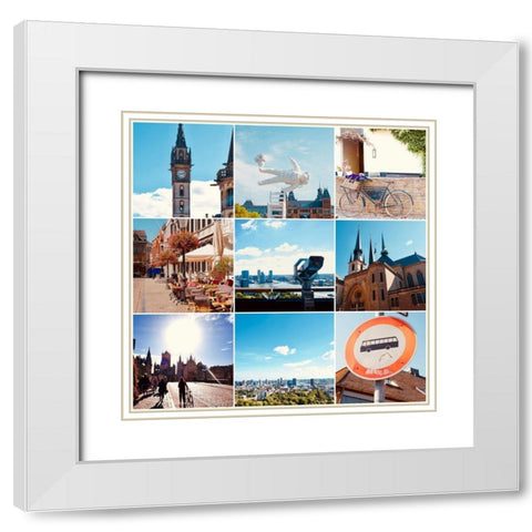 European 9 Patch White Modern Wood Framed Art Print with Double Matting by Singleton, Ashley