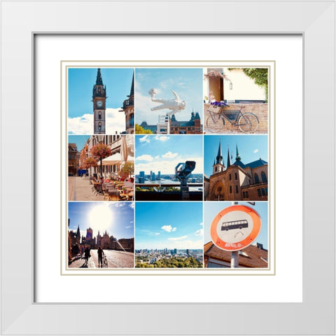 European 9 Patch White Modern Wood Framed Art Print with Double Matting by Singleton, Ashley