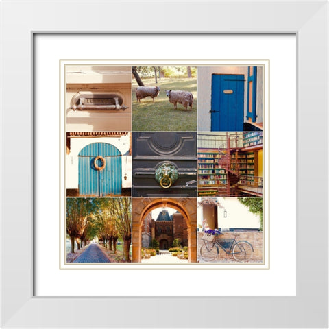 European 9 Patch II White Modern Wood Framed Art Print with Double Matting by Singleton, Ashley