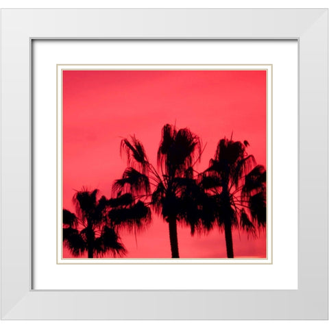 Neon Palm Trees III White Modern Wood Framed Art Print with Double Matting by Singleton, Ashley