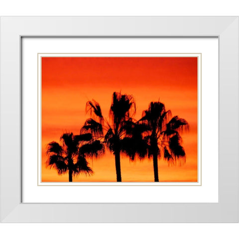 Neon Palm Trees IV White Modern Wood Framed Art Print with Double Matting by Singleton, Ashley