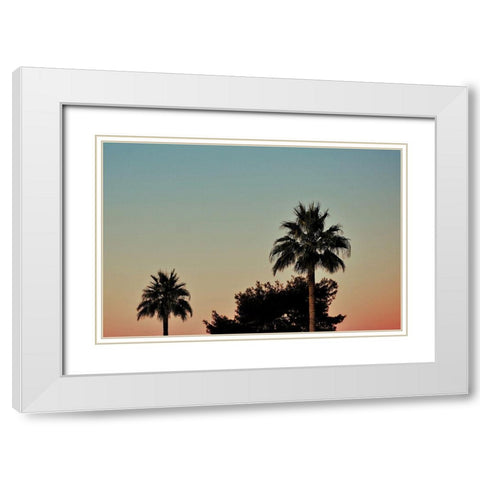 Palm Tree Sunset White Modern Wood Framed Art Print with Double Matting by Singleton, Ashley