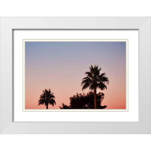Palm Tree Sunset II White Modern Wood Framed Art Print with Double Matting by Singleton, Ashley