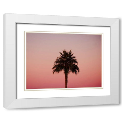 Palm Tree Sunset III White Modern Wood Framed Art Print with Double Matting by Singleton, Ashley