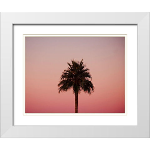 Palm Tree Sunset III White Modern Wood Framed Art Print with Double Matting by Singleton, Ashley