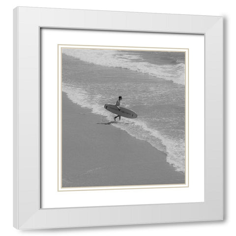 BW Surfer White Modern Wood Framed Art Print with Double Matting by Singleton, Ashley