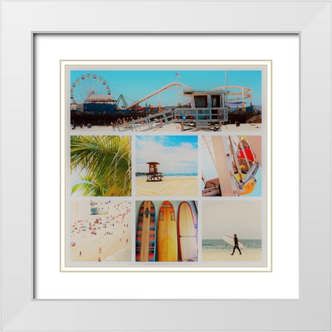 Surfer Collage White Modern Wood Framed Art Print with Double Matting by Singleton, Ashley