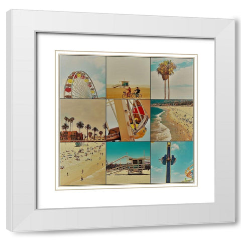 Surfer Collage II White Modern Wood Framed Art Print with Double Matting by Singleton, Ashley