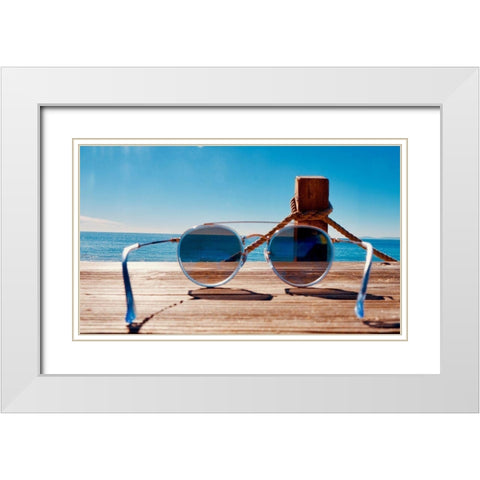 Shades White Modern Wood Framed Art Print with Double Matting by Singleton, Ashley
