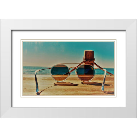 Shades II White Modern Wood Framed Art Print with Double Matting by Singleton, Ashley