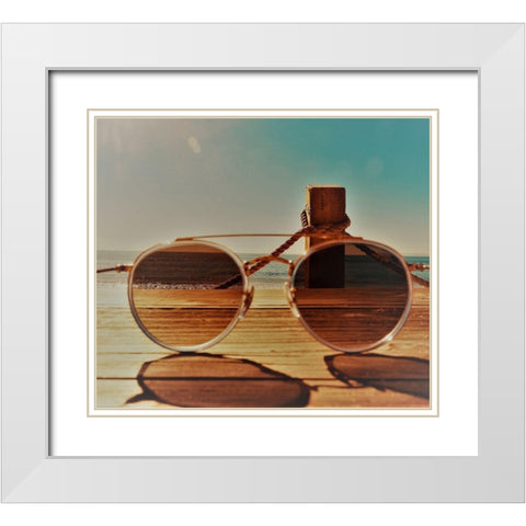 Shades III White Modern Wood Framed Art Print with Double Matting by Singleton, Ashley
