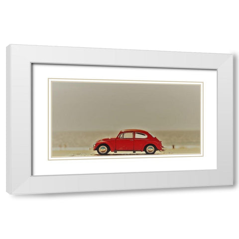 Red Car White Modern Wood Framed Art Print with Double Matting by Singleton, Ashley