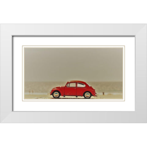 Red Car White Modern Wood Framed Art Print with Double Matting by Singleton, Ashley