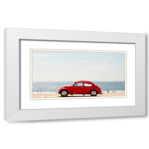 Red Car II White Modern Wood Framed Art Print with Double Matting by Singleton, Ashley