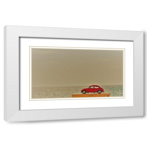 Red Car III White Modern Wood Framed Art Print with Double Matting by Singleton, Ashley
