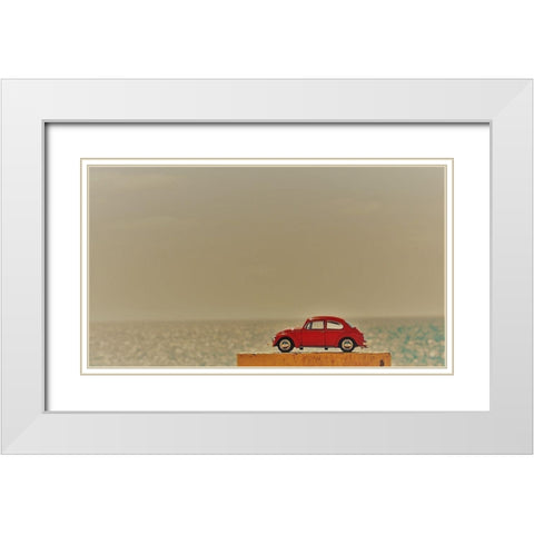 Red Car III White Modern Wood Framed Art Print with Double Matting by Singleton, Ashley