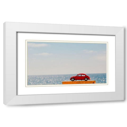 Red Car IV White Modern Wood Framed Art Print with Double Matting by Singleton, Ashley